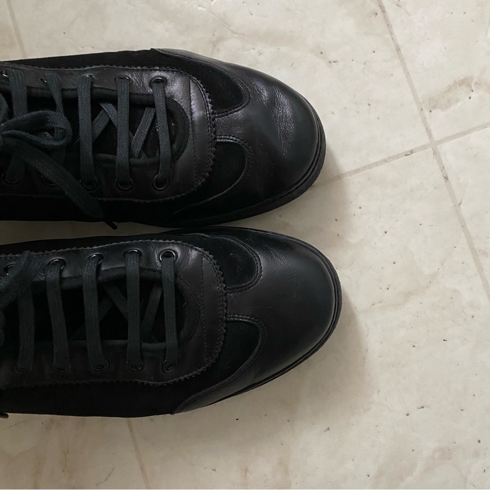 $985 Gucci Made in Italy Black Leather Suede Low Top Men's Sneakers Size 9 - Picture 5 of 12